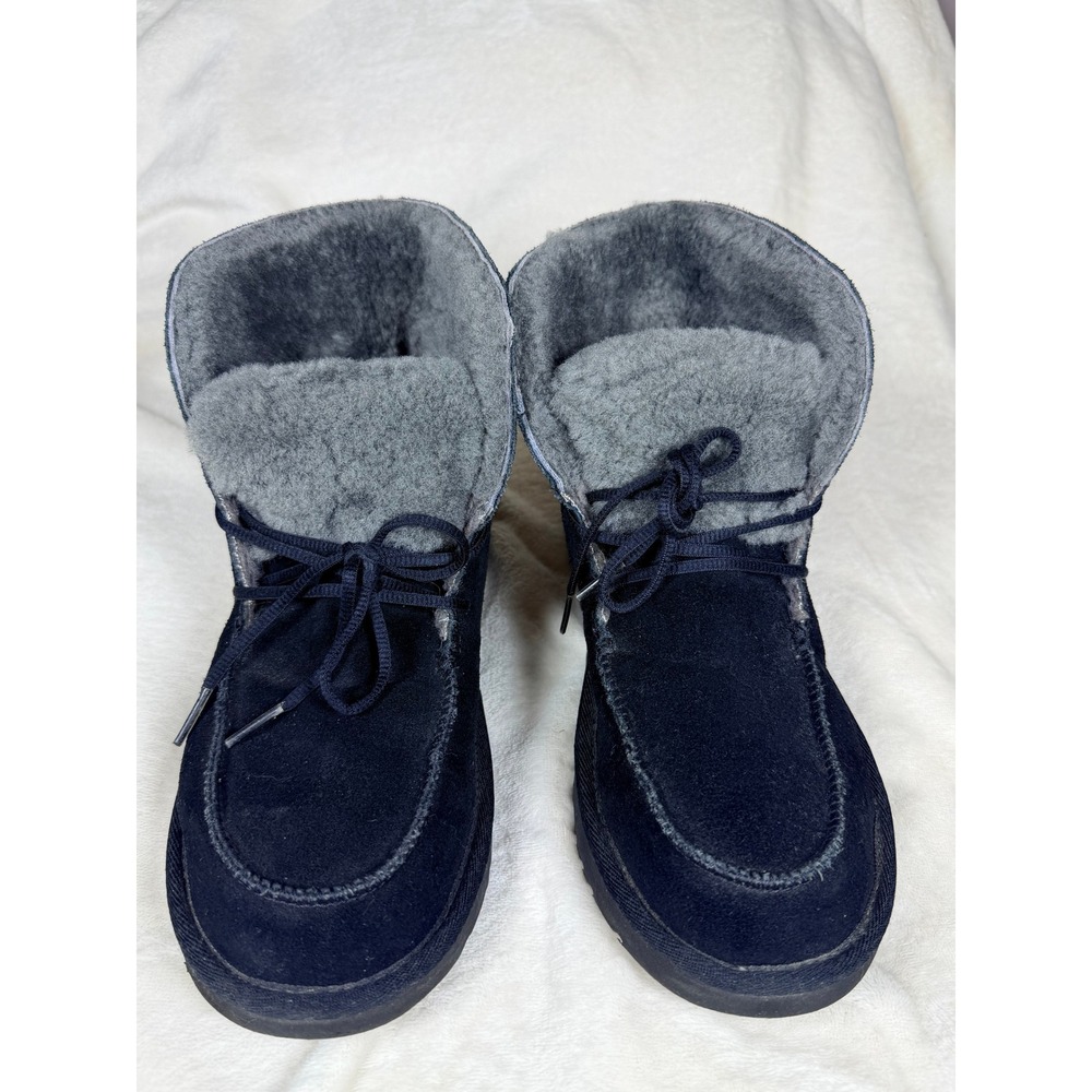 UGG Women Diara Cuff Slipper Boot Size 8 Black Suede Shearling Fur Lined 1113090